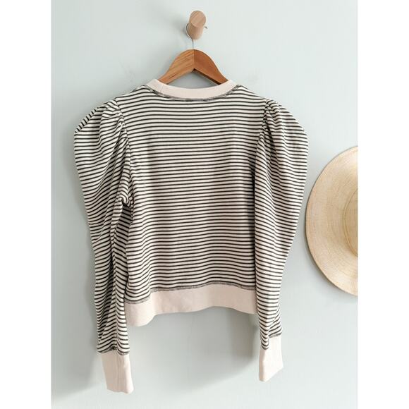 By the River | Striped Contrast Puff Sleeve Sweatshirt | Sz S - Picture 9 of 9